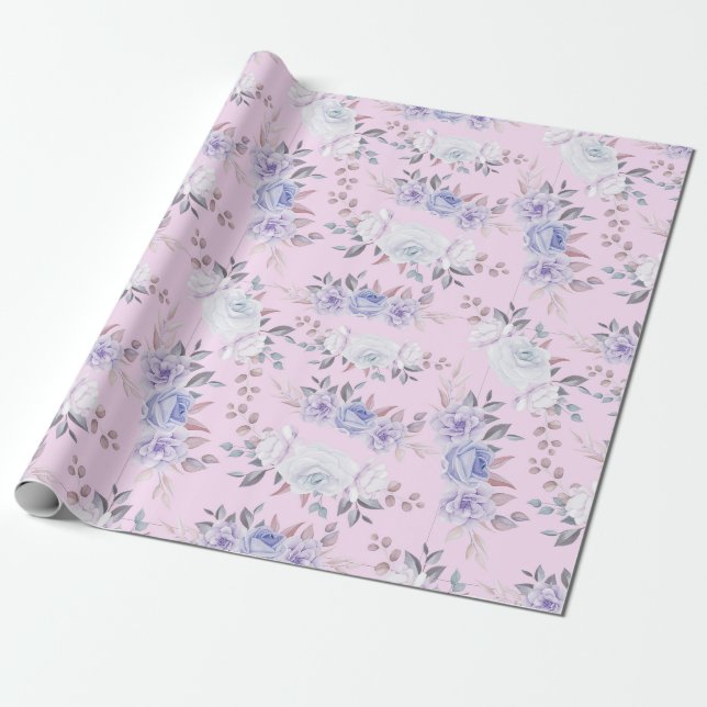 Papier Cadeau Papier d'enveloppement à motif floral (Déroulé)