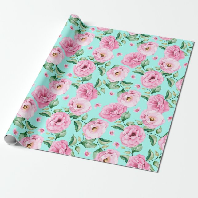 Papier Cadeau Papier d'enveloppement à motif floral (Déroulé)