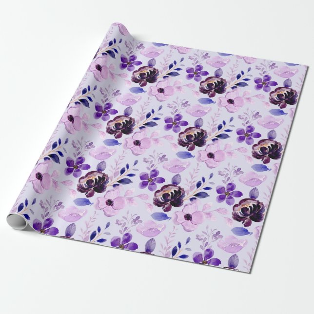 Papier Cadeau Papier d'enveloppement à motif floral (Déroulé)