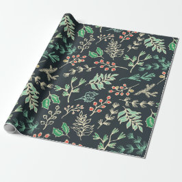 Papier Cadeau Papier d'enveloppement à motifs floraux de Noël cl