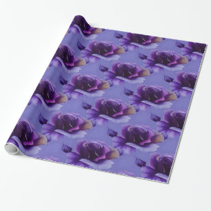 Papier Cadeau Papier d'enveloppement à motifs floraux Rose viole