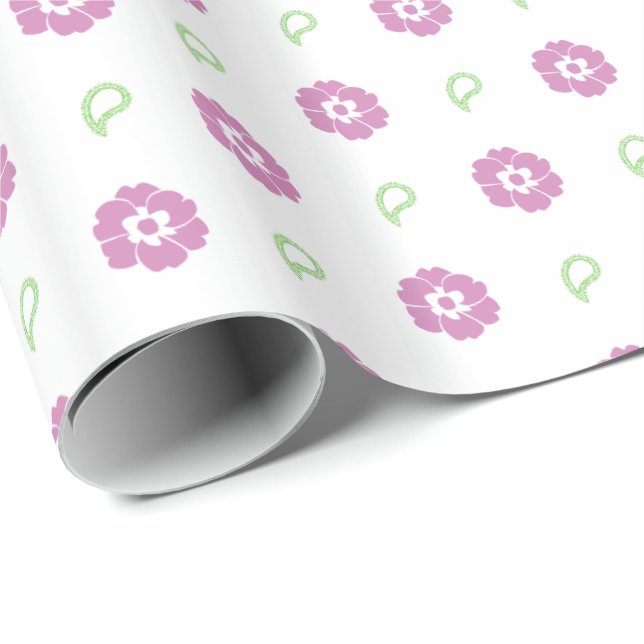 Papier Cadeau Papier d'enveloppement à motifs floraux roses (Coin rond)