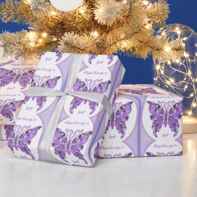Papier Cadeau Papier d'enveloppement à papillon violet 31 (Vacances)