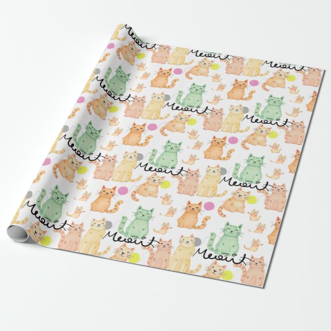 Papier Cadeau Papier d'enveloppement à thème pour chats - Parfai (Déroulé)