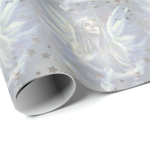 Papier Cadeau Papier d'enveloppement Angel et Etoiles Bleu