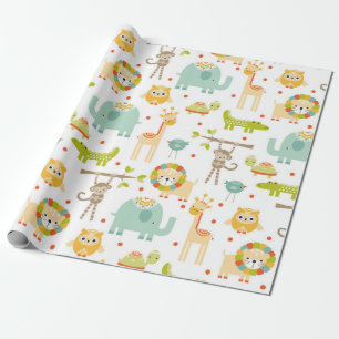 Papier Cadeau Papier d'enveloppement animal de la jungle mignonn
