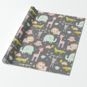 Papier Cadeau Papier d'enveloppement animal de la jungle moderne