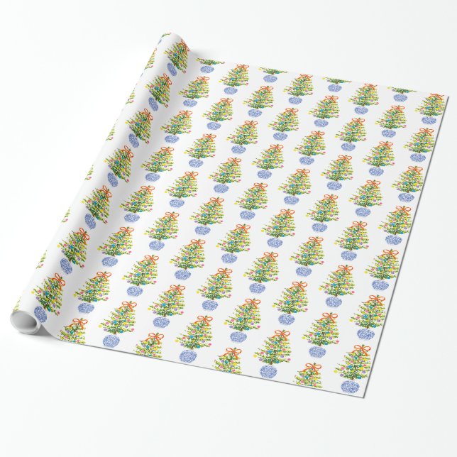 Papier Cadeau Papier d'enveloppement : Arbres de Noël de la jarr (Déroulé)