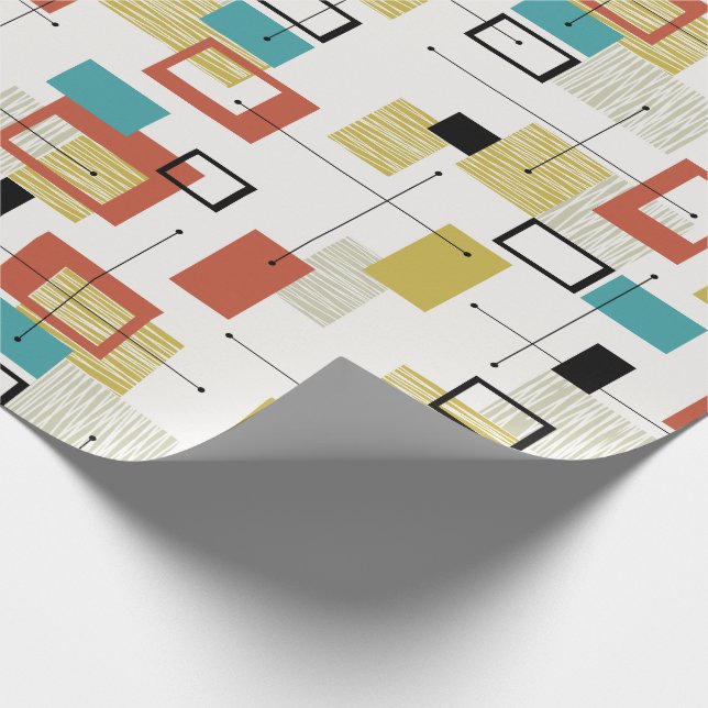 Papier Cadeau Papier d'enveloppement atomique moderne du milieu  (Coin)