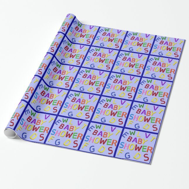 Papier Cadeau Papier d'enveloppement Baby shower bleu (Déroulé)