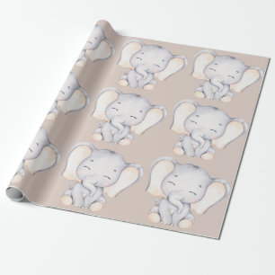 Papier Cadeau Papier d'enveloppement Baby shower éléphant bébé