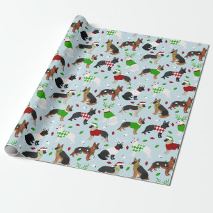 Papier Cadeau Papier d'enveloppement berger allemand de Noël