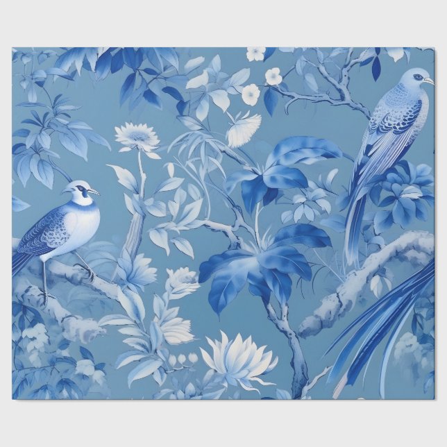 Papier Cadeau Papier d'enveloppement bleu de la Chinoiserie (Couture)