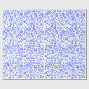 Papier Cadeau Papier d'enveloppement bleu et blanc