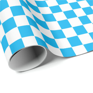 Papier Cadeau Papier d'enveloppement bleu et blanc À damiers cie