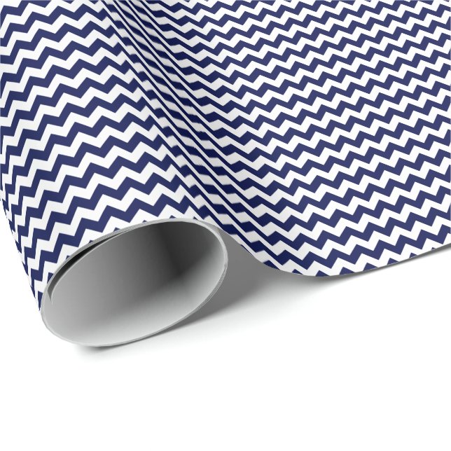 Papier Cadeau Papier d'enveloppement bleu et blanc de la Marine (Coin rond)