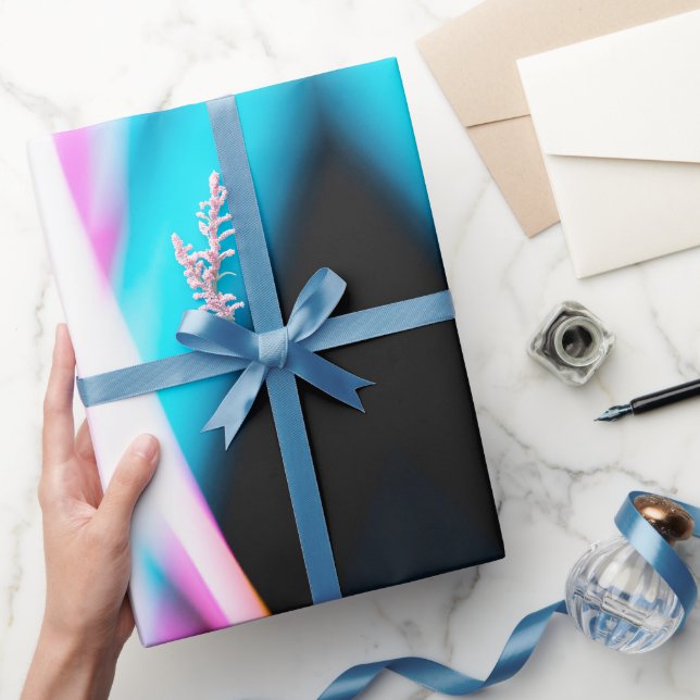 Papier Cadeau Papier d'enveloppement bleu et rose Abstrait (Cadeaux)