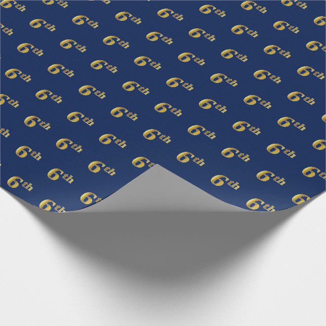 Papier Cadeau Papier d'enveloppement bleu, Faux Gold 6e (Sixième (Coin)