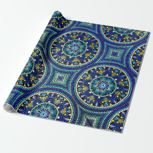 Papier Cadeau Papier d'enveloppement bleu Talavera
