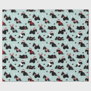 Papier Cadeau Papier d'enveloppement bleu Terrier écossais de No