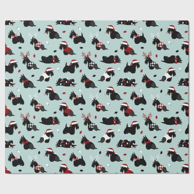 Papier Cadeau Papier d'enveloppement bleu Terrier écossais de No (Couture)