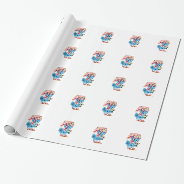 Papier Cadeau Papier d'enveloppement cadeau Baby shower mignon (Déroulé)