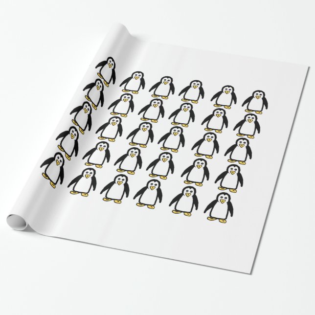 Papier Cadeau Papier d'enveloppement cadeau de pingouins (Déroulé)