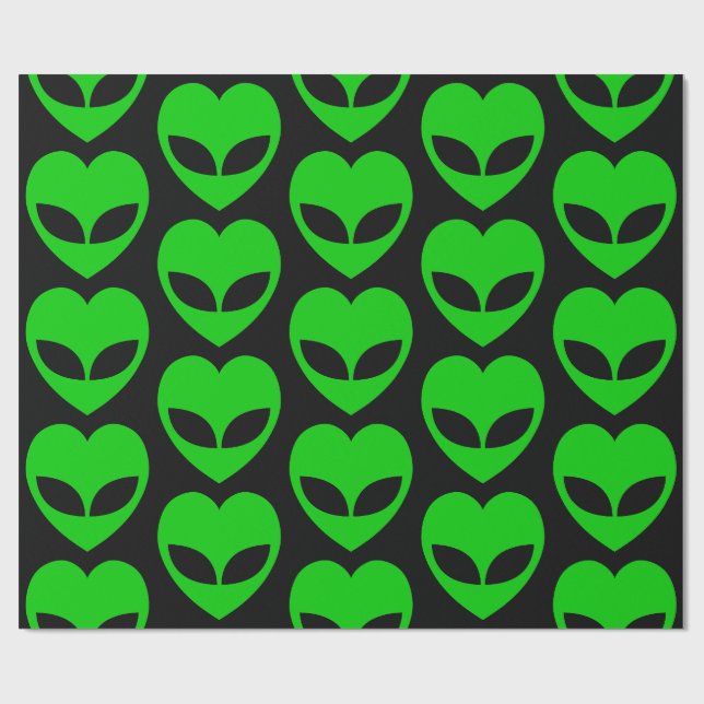 Papier Cadeau Papier d'enveloppement cardiaque Alien (Plat)
