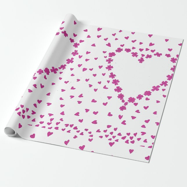 Papier Cadeau Papier d'enveloppement cardiaque pétales (Déroulé)