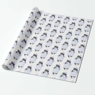 Papier Cadeau Papier d'enveloppement CHAT EN CHEMISE DE NUIT