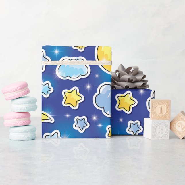 Papier Cadeau Papier d'enveloppement ciel bleu paradisiaque (Baby Shower)