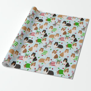 Papier Cadeau Papier d'enveloppement Collie rugueux de Noël