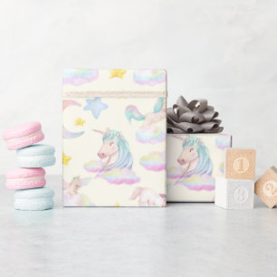 Papier Cadeau Papier d'enveloppement coloré Rainbow Unicorn