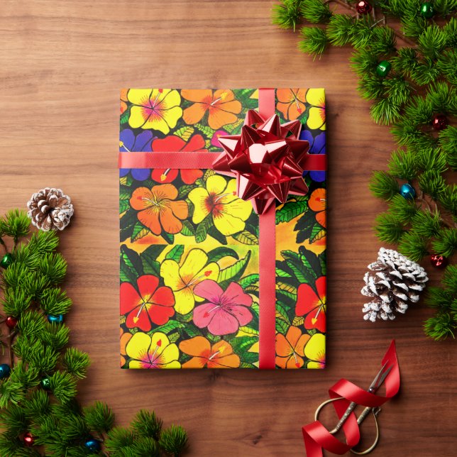 Papier Cadeau Papier d'enveloppement couleur Hibiscus (Cadeau de vacances)