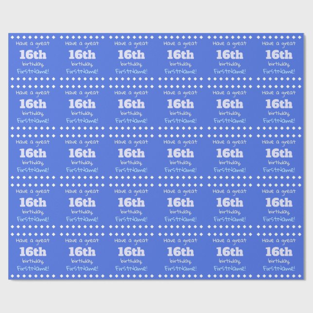 Papier Cadeau Papier d'enveloppement customisé 16e anniversaire (Plat)