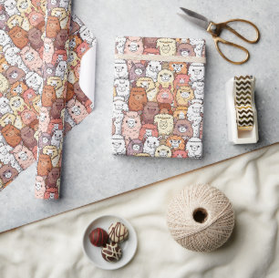 Papier Cadeau Papier d'enveloppement d'Alpacas mignonne