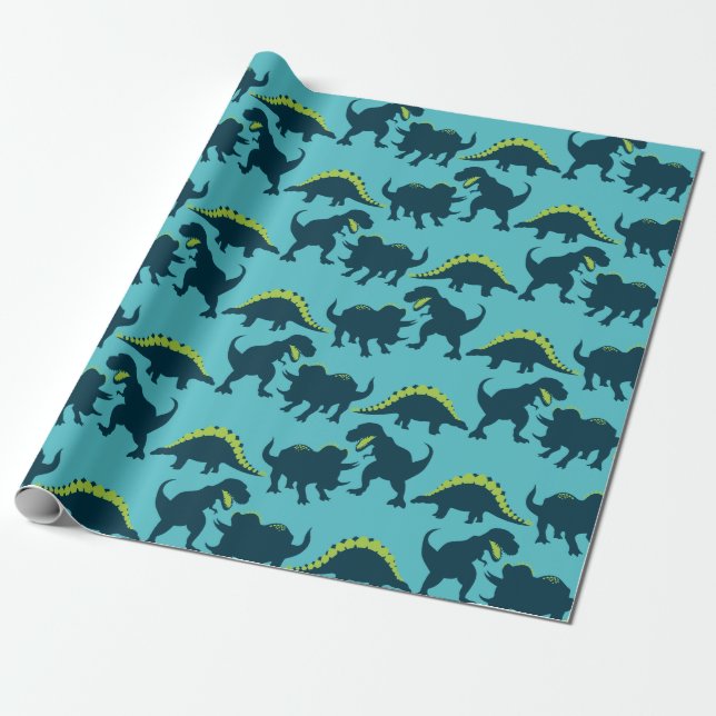 Papier Cadeau Papier d'enveloppement d'anniversaire de Dinosaur (Déroulé)