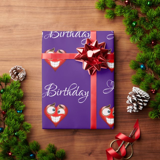 Papier Cadeau Papier d'enveloppement d'anniversaire du coeur (Cadeau de vacances)