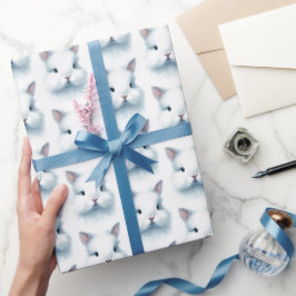 Papier Cadeau Papier d'enveloppement d'aquarelle bleu doux Bunny
