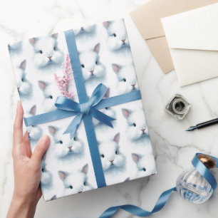Papier Cadeau Papier d'enveloppement d'aquarelle bleu doux Bunny