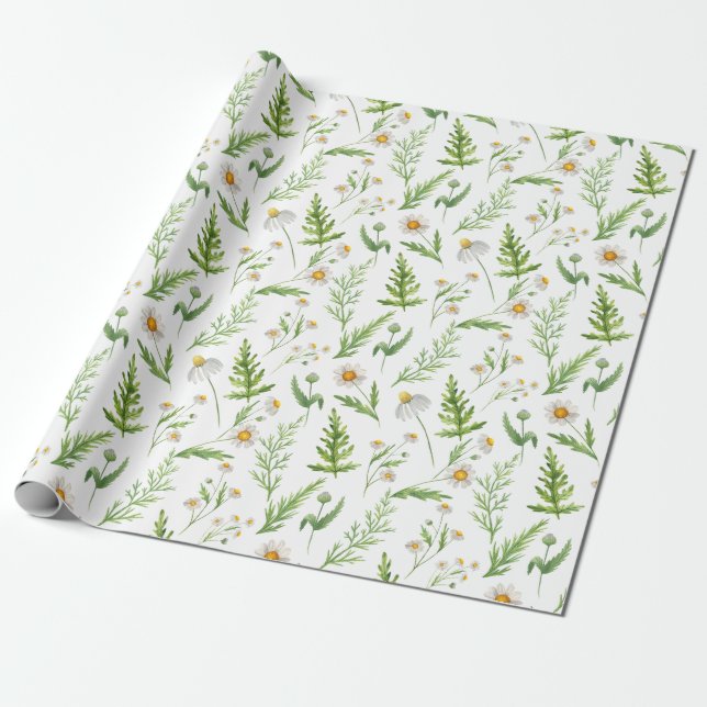 Papier Cadeau Papier d'enveloppement d'aquarelle fleur sauvage e (Déroulé)