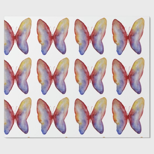 Papier Cadeau Papier d'enveloppement d'aquarelle papillon (Plat)