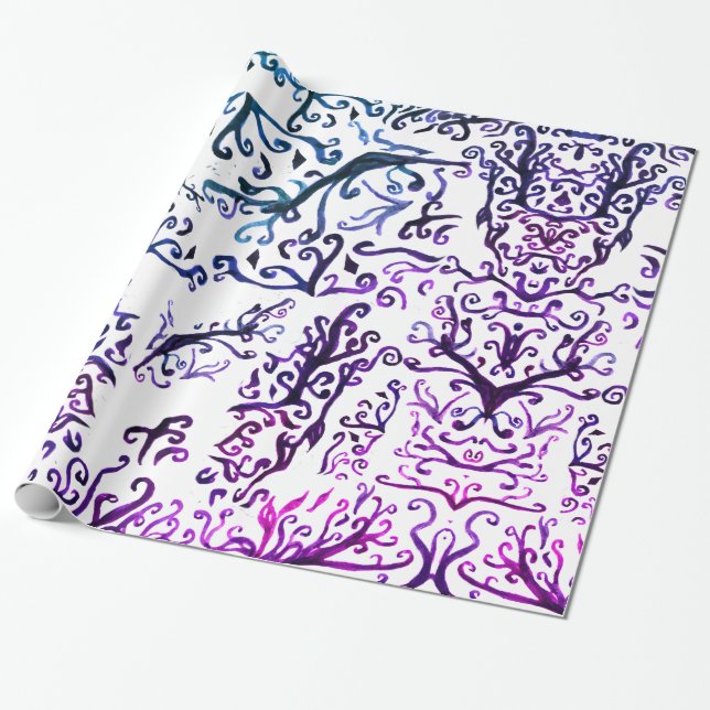 Papier Cadeau Papier d'enveloppement d'aquarelle verte (Déroulé)
