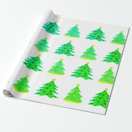 Papier Cadeau Papier d'enveloppement d'arbre de Noël aquarelle
