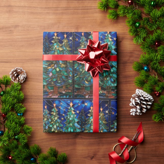 Papier Cadeau Papier d'enveloppement d'arbre de Noël en verre fe (Cadeau de vacances)