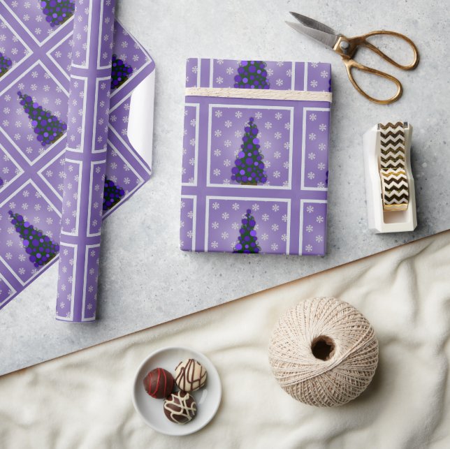 Papier Cadeau Papier d'enveloppement d'arbre de Noël mauve (Artisanat)