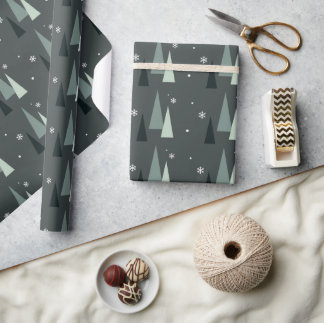 Papier Cadeau Papier d'enveloppement d'arbre de Noël moderne