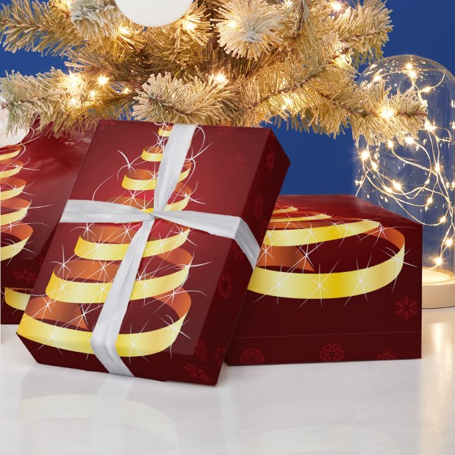 Papier Cadeau Papier d'enveloppement d'arbre de Noël Or (Créateur téléchargé)