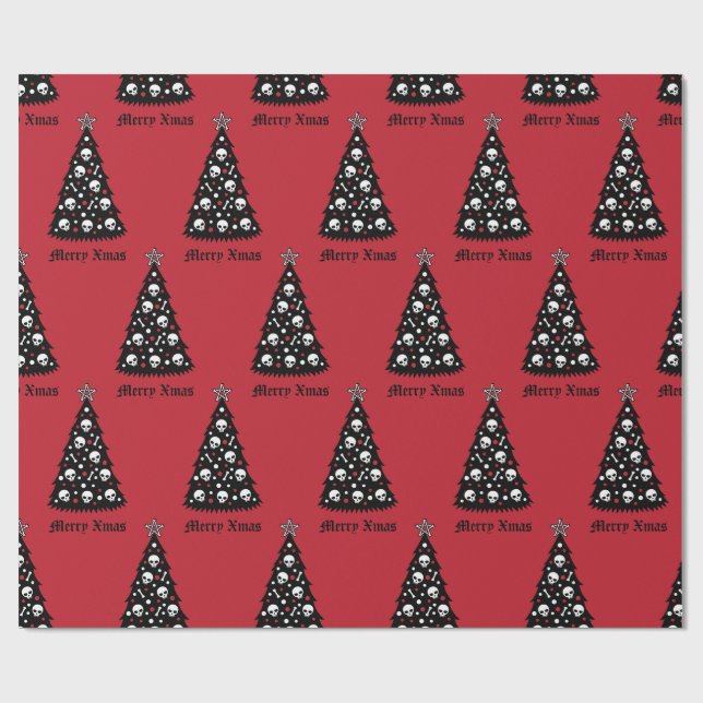 Papier Cadeau Papier d'enveloppement d'arbre noir de Noël (Plat)