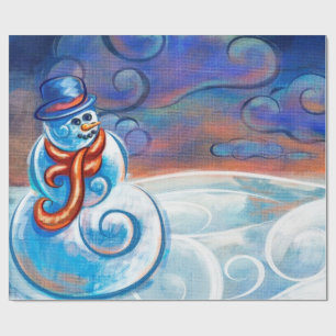Papier Cadeau Papier d'enveloppement d'art Frosty Blues
